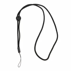 Black lanyard strap with adjustable buckle for ID cards whistle and phones utility rope