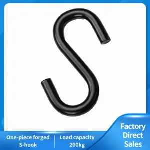 Heavy Duty S Hooks For Hanging Black Metal S Shaped Hooks Utility Hangers For Outdoor Camping Hammock