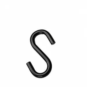 Black S hook for outdoor camping and hammock hanging, durable and strong iron material.