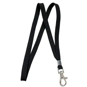 Black nylon neck lanyard strap with metal clasp for ID badge holder phone whistle strap key