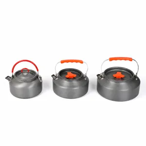 Outdoor camping kettle set with 0.8L 1.1L 1.6L portable aluminum boiling tea pot for hiking picnic.