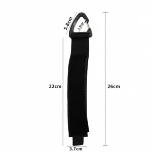 Outdoor tactical nylon strap with triangle carabiner hook and velcro, portable utility gear.