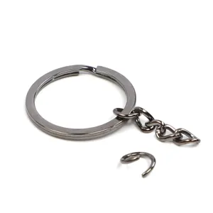 Llavero plano negro de 30mm con cadena corta, accesorio de metal duradero para bolsos.