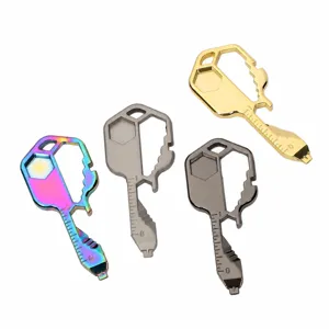 24-in-1 multi-functional stainless steel pocket tool keychain for outdoor emergency use.
