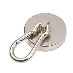 Heavy duty neodymium salvage magnet with carabiner hook strong magnetic base tool for fishing
