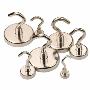 Heavy duty magnetic hooks round base powerful neodymium magnet hooks for home office use