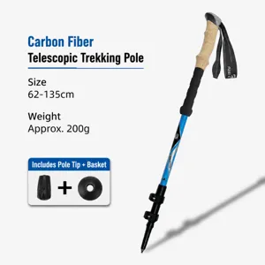 Carbon Fiber Trekking Pole Telescopic Hiking Stick With Cork-Like Handle Lightweight Outdoor Walking Stick