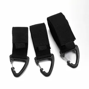 Outdoor multifunctional tactical webbing strap with plastic triangle carabiner clip set