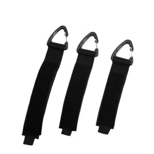 Black nylon strap carabiner set, multi-functional outdoor triangle hanging buckle tool.