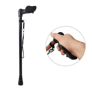 Ergonomic walking cane with wrist strap and non-slip tip for daily mobility support.