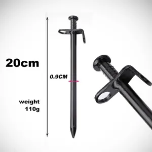 Piquet de tente en metal noir 20cm piquet de sol robuste pour camping en plein air auvent