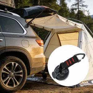 Car suction cup anchor with heavy duty hook for outdoor camping, portable tent tie down secure tool.