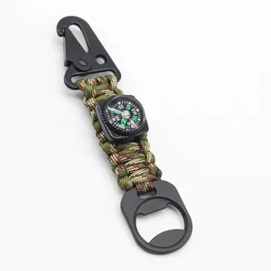Υπαίθριο πολυλειτουργικό μπρελόκ paracord 7 πυρήνων με πυξίδα και ανοιχτήρι μπουκαλιών.