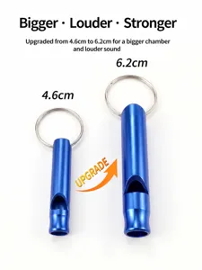 Outdoor survival aluminum alloy whistle with keyring, portable emergency gear for camping hiking.