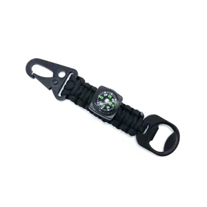 Πολυλειτουργικό τακτικό μπρελόκ paracord με πυξίδα και ανοιχτήρι μπουκαλιών.