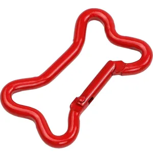 Piccolo moschettone in lega di alluminio a forma di osso rosso per zaino resistente
