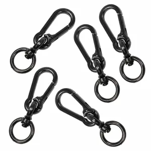 Set de llavero con mosquetón de aleación de zinc negro para bolsos y accesorios de exterior.