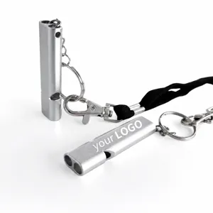 Aluminum Alloy Emergency Survival Whistle High Frequency Metal Whistle With Lanyard For Outdoor Hiking Camping Sports