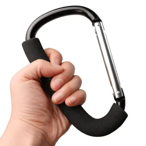 Extra Grote Aluminiumlegering Karabijnhaak Stevige D Ring Clip Met Spons Handvat Voor Outdoor Camping Wandelen Sleutelhangers