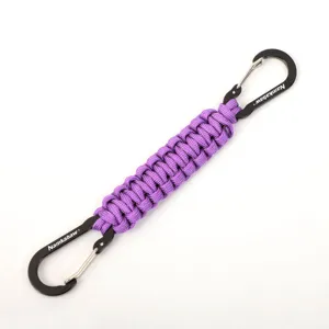 Outdoor paracord keychain with dual black carabiners handmade woven pendant multi-color options