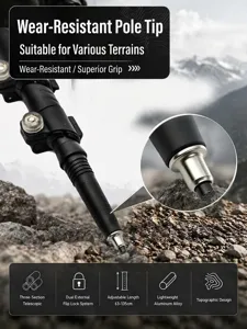 Nahaufnahme der Trekkingstockspitze aus Aluminium für Outdoor-Wandern und Stabilität.