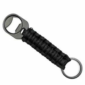 Black Paracord Keychain Bottle Opener Survival Outdoor Camping Gear EDC Tool Ring