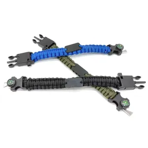 Paracord survival bracelet multi-functional outdoor tactical rope wristband with compass knife
