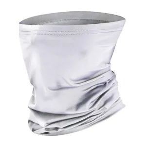 White ice silk neck gaiter for outdoor sports, cycling, running and sun protection face mask.
