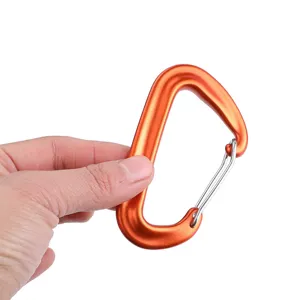 D-shaped high-strength aluminum alloy carabiner, durable outdoor climbing hook and snap.