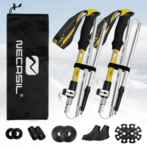 Aluminum Alloy Folding Trekking Pole Set Telescopic Hiking Stick Outdoor Walking Crutch With Storage Bag For Camping