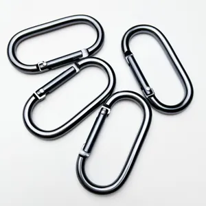Gunmetal Oval Aluminum Carabiner Snap Hook Set Lightweight Spring Clips for Outdoor Camping