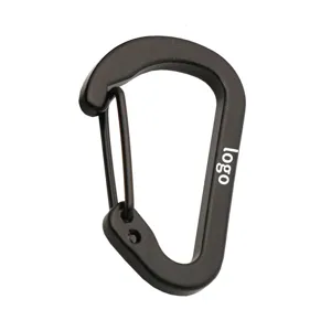 Black aluminum D-shaped carabiner mini spring snap hook keychain accessory hardware tool