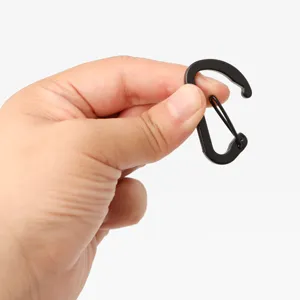 Mini black D-shaped wire spring carabiner aluminum alloy outdoor keychain hook clip hardware