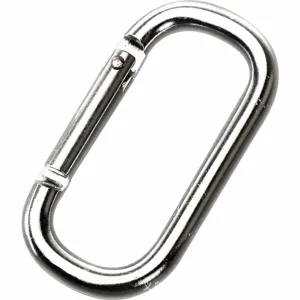 Silver runway carabiner spring hook, durable metal clip for outdoor and daily utility.