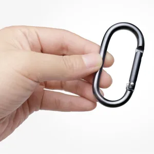 Gunmetal aluminum alloy carabiner, runway shape spring snap hook for outdoor use.