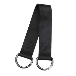 Durable black nylon swing hanging strap with metal D-rings for outdoor playground pull-up bars