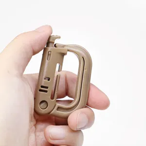 Mosquetón táctico de plástico anillo en D hebilla de bloqueo gancho de mochila caqui.
