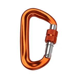 Moschettone in alluminio 7075 a forma di D con blocco a vite gancio per arrampicata