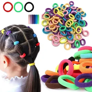 Elastici per Capelli Colorati di Base in Spugna Senza Cuciture Alta Elasticità Mini Fasce per Capelli per Bambini Donna Accessori Moda