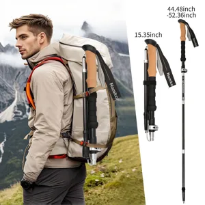 Ultralight 3k carbon fiber folding trekking pole with outer lock for outdoor hiking trips.