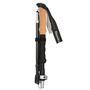 Ultralight 3K carbon fiber folding trekking pole, hiking stick shown in folded storage mode.