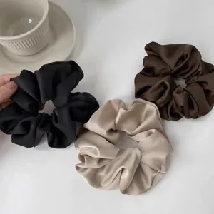 Elegant Satin Large Scrunchies High Elasticity Solid Color Hair Ties Oversized Silk-Like Hair Accessories For Women