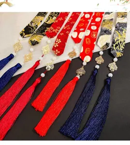 Elegant Chinese style Mamian hair ribbon with long tassels for Hanfu accessories