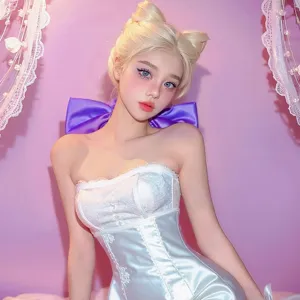 Lazo de satén morado grande accesorio cosplay estilo gato de ensueño