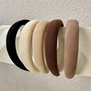 French Minimalist Padded Headband For Women High Cranial Top Design Wide Brim Sponge Headband Autumn Winter Hair Accessories