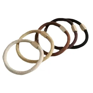 Premium set of 4 durable high-elasticity hair ties in neutral earth tones for women
