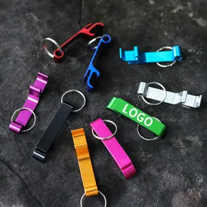 Wholesale metal beer bottle opener keychain custom laser engraved portable aluminum opener