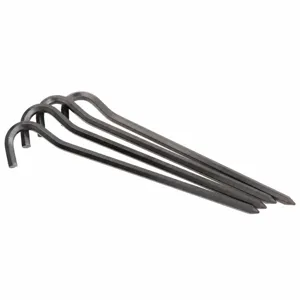 Set di picchetti per tenda in metallo nero, pali robusti da campeggio per tende e teloni.