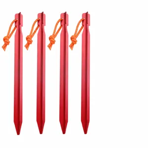 Picchetti da tenda triangolari in alluminio 18cm 13g con cordini per il campeggio.