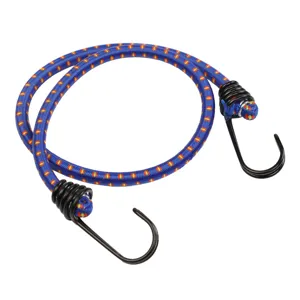 Corda elastica con ganci metallici, primo piano che mostra i doppi ganci resistenti.